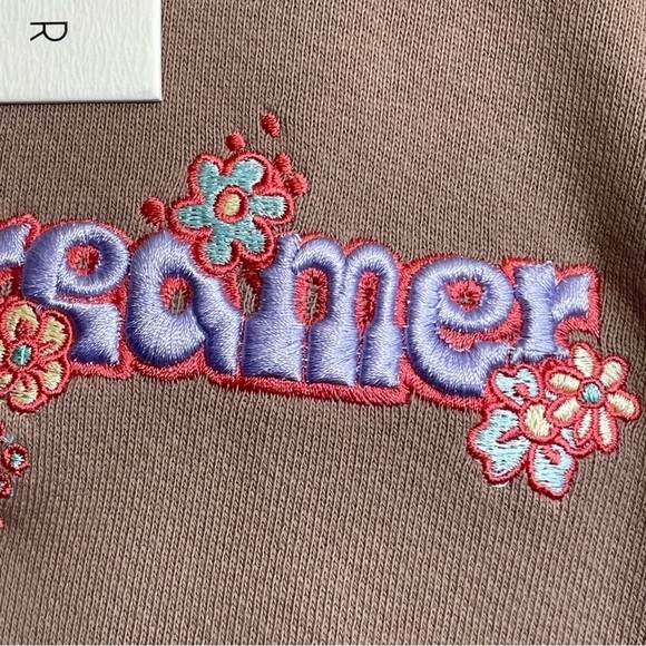 Daydreamer Daydreamer Groovy Type Sweatshirt in Taupe Oversized Size Small NWT - Picture 6 of 11